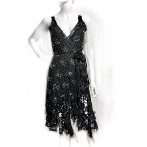 Arden B Wrap Sequin Beaded Cocktail Dress
